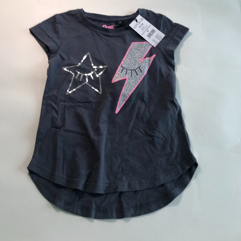 Cotton On Kids David Bowie Tee Shirt Size 4 Gray